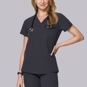Mandala One-Pocket Scrub Top (L, Pewter)